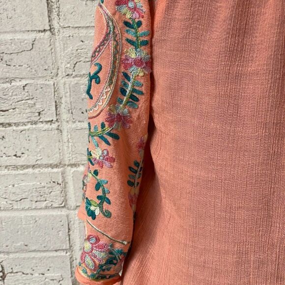 Zac & Rachel Bo Ho Embroidered Floral Top Petite Small - Picture 5 of 8